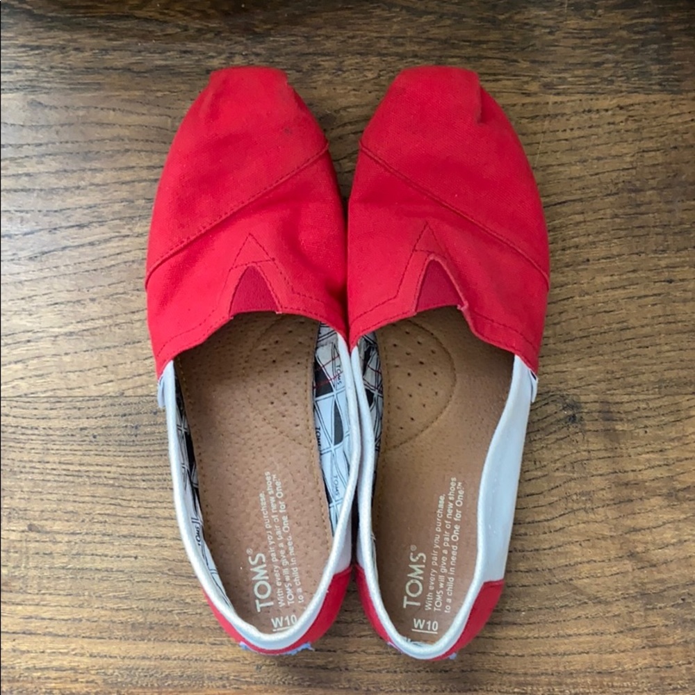 Red Canvas Classic Toms Shoes